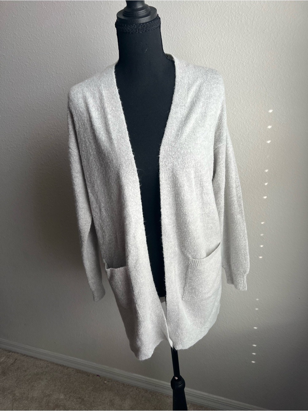 Garage Light Gray Open-Front Women's Cardigan with Pockets - Super Soft
